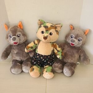 3 Build-a-bears: 2 Violet the Wolf, 1 Great Wolf Lodge, All in good condition